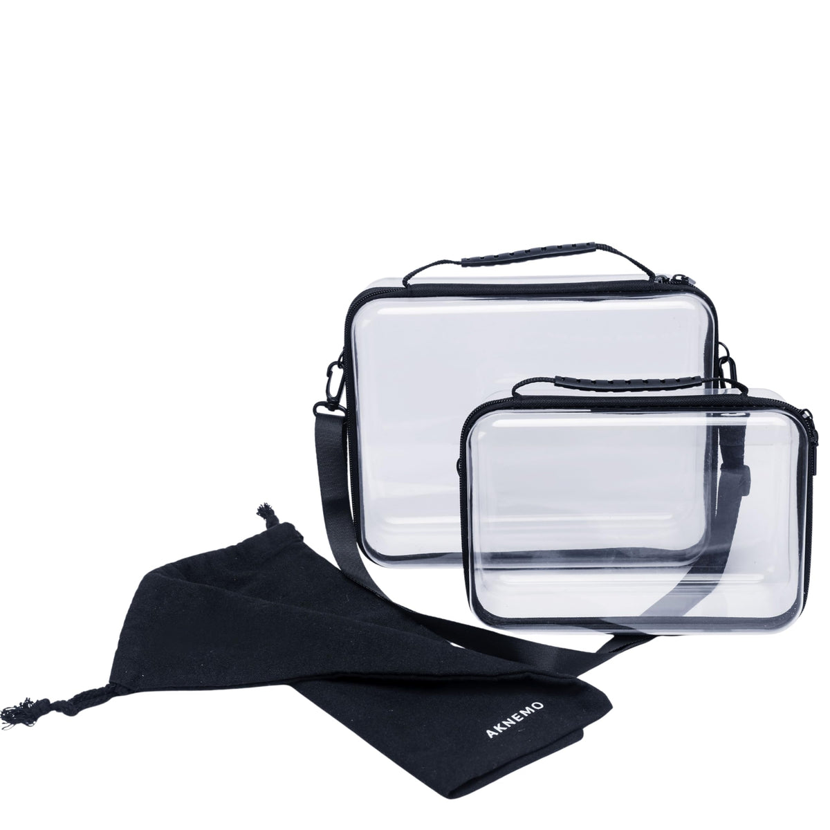 AKNEMO clear hard shell medium case for quick access to everyday items.
