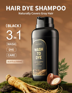 AKOIIN Black Hair Dye Shampoo foam lather demonstrates gentle cleansing while coloring.