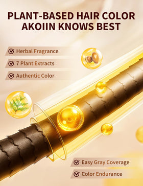 AKOIIN Black Hair Dye Shampoo grayscale coverage highlights natural gray-to-black transformation.