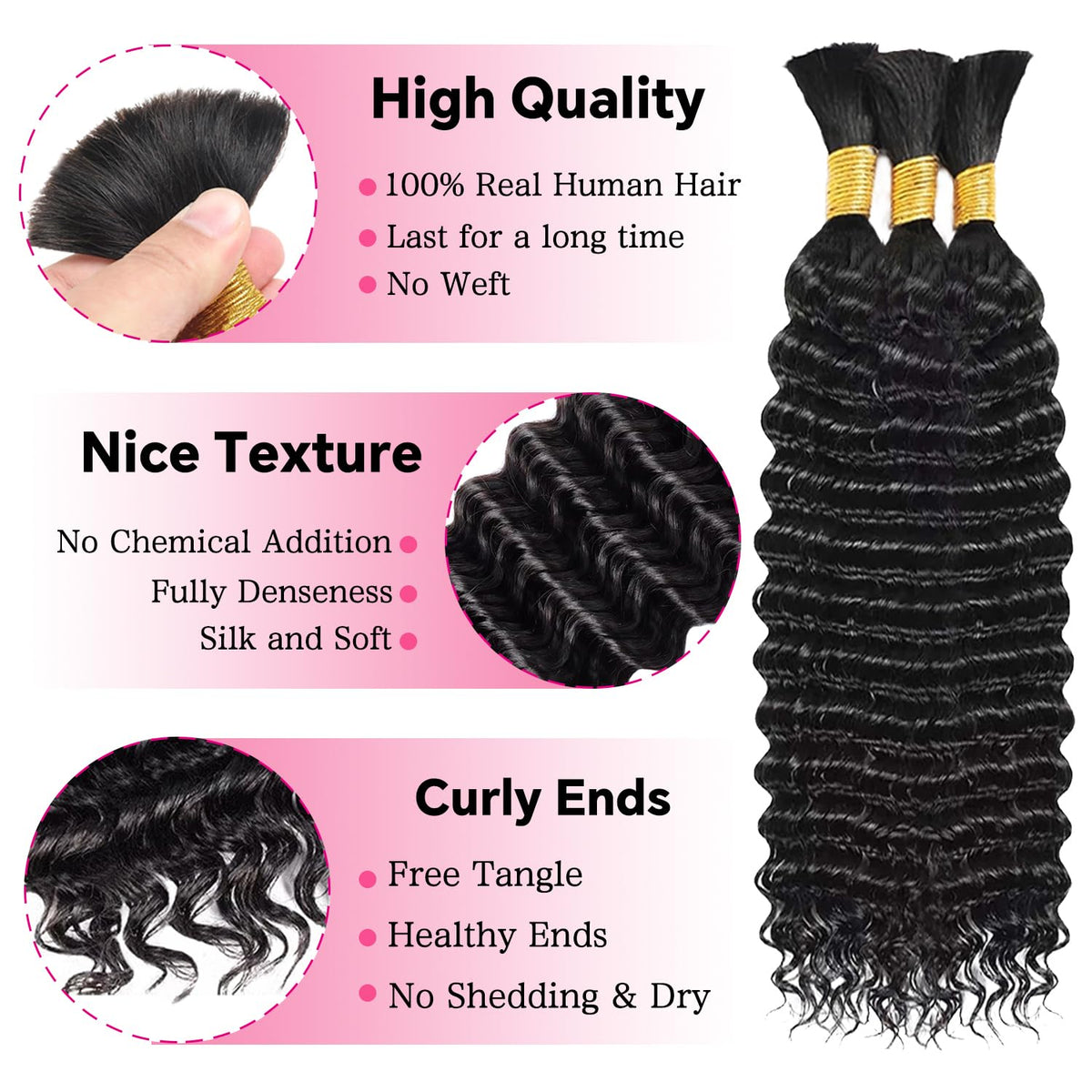 AKONSOUL Brazilian virgin curly hair extensions for durable braiding
