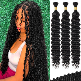AKONSOUL deep wave bulk braiding hair 16-inch for fuller boho looks