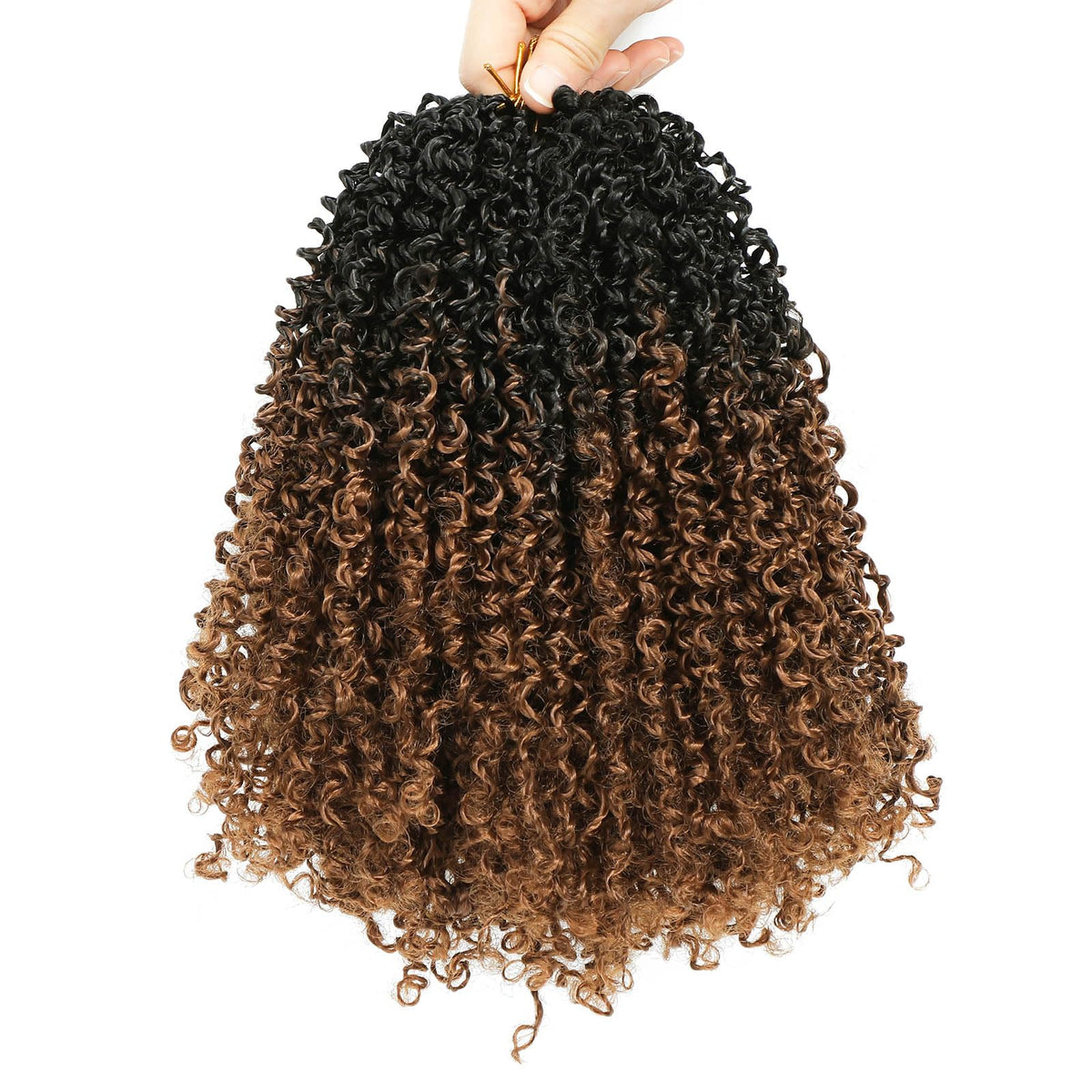 Aksice Easy-attachment pre-looped Yanky Twist, ombre brown, versatile styling.