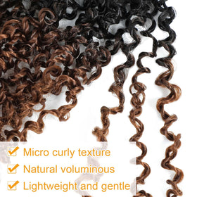 Aksice Micro volume twist crochet hair, ombre brown, natural-looking fullness.