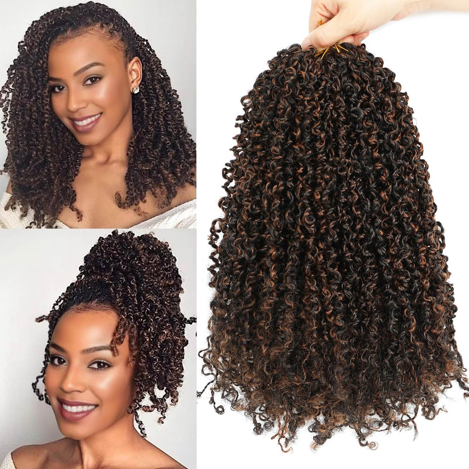 Aksice pre-looped Yanky Twist crochet hair in front view for quick, stylish, easy-to-wear boho look