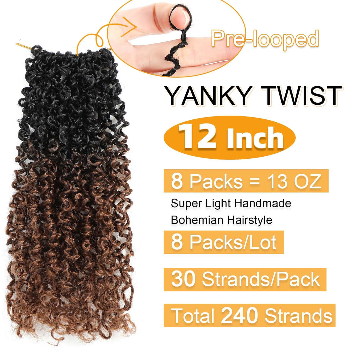 Aksice Yanky Twist crochet hair, side view, lightweight for all-day comfort.