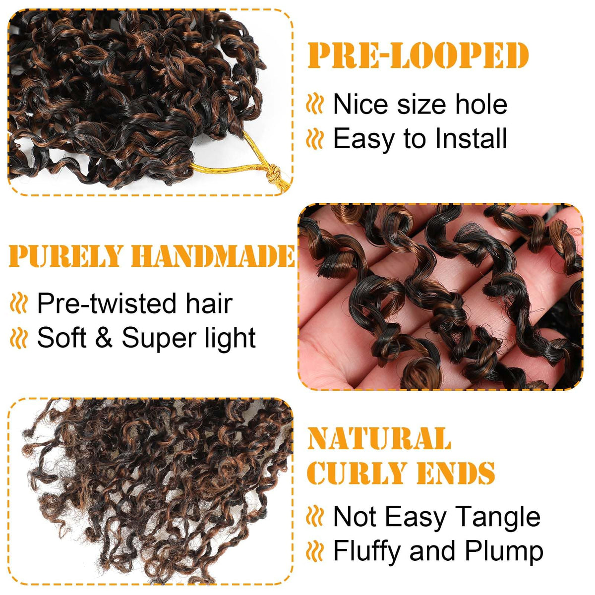 Aksice Yanky Twist crochet hair pre-looped design for easy installation