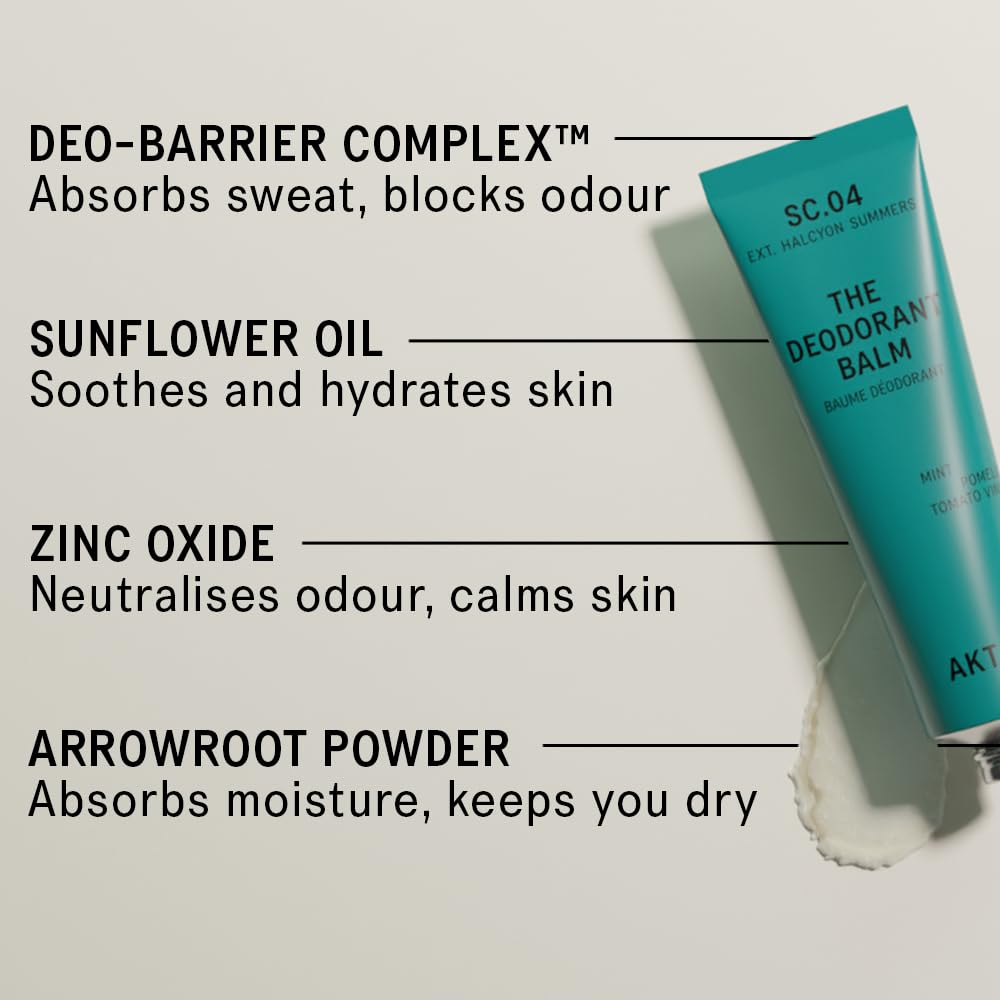 AKT Deodorant Balm application on skin for a dry finish