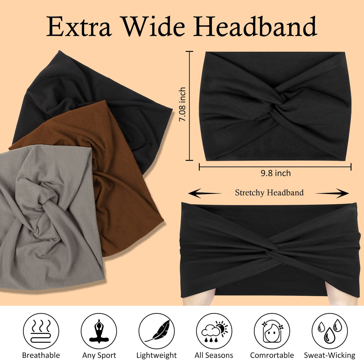 AKTVSHOW stretchy soft polyester headband stays comfortable during workouts