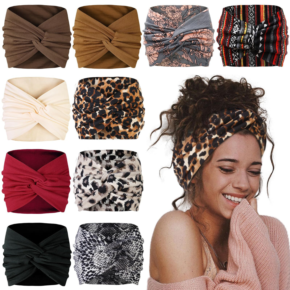 AKTVSHOW wide 7-inch headband for secure, stylish all-day wear.