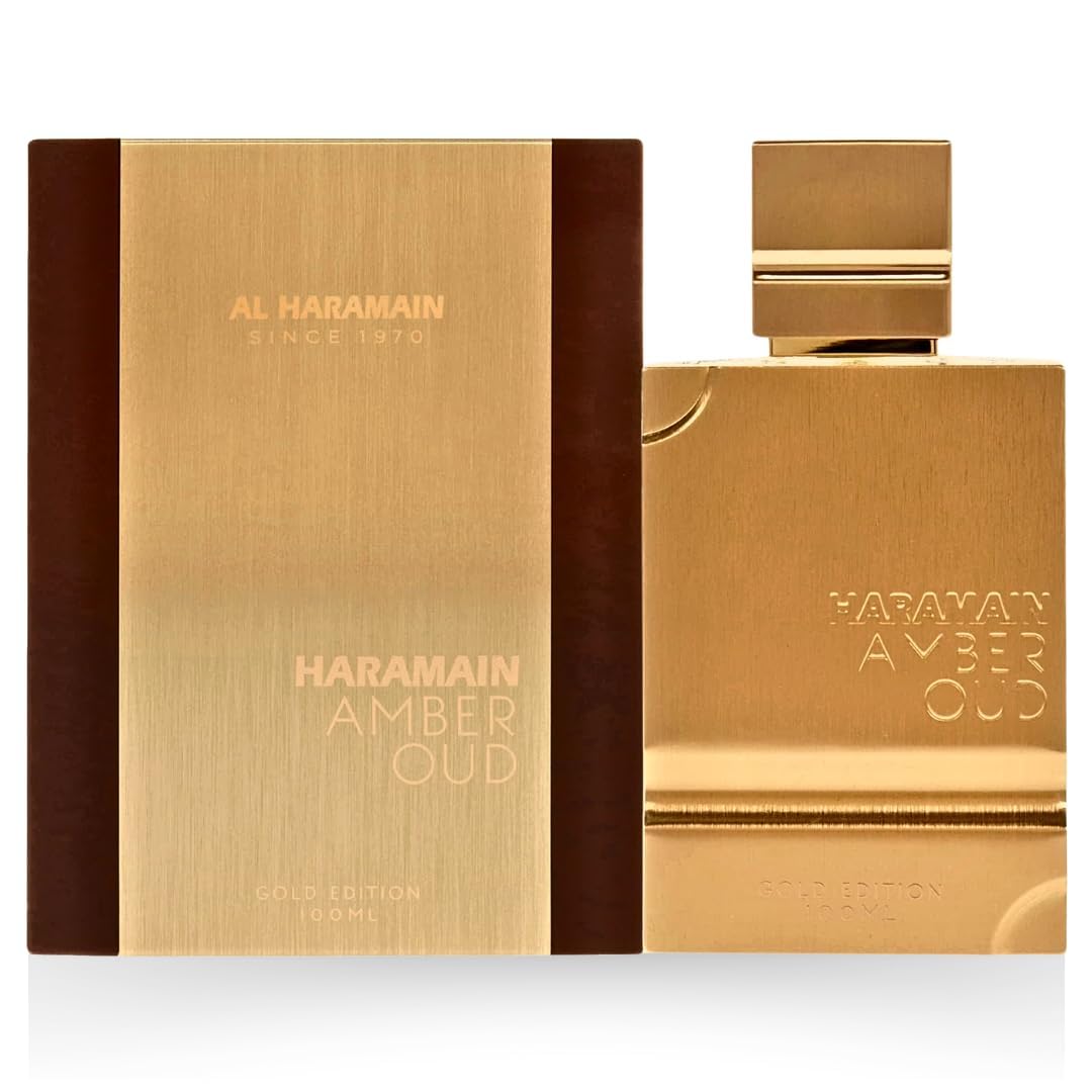 Al Haramain Amber Oud Gold Edition bottle pour, long-lasting fragrance for everyday wear.