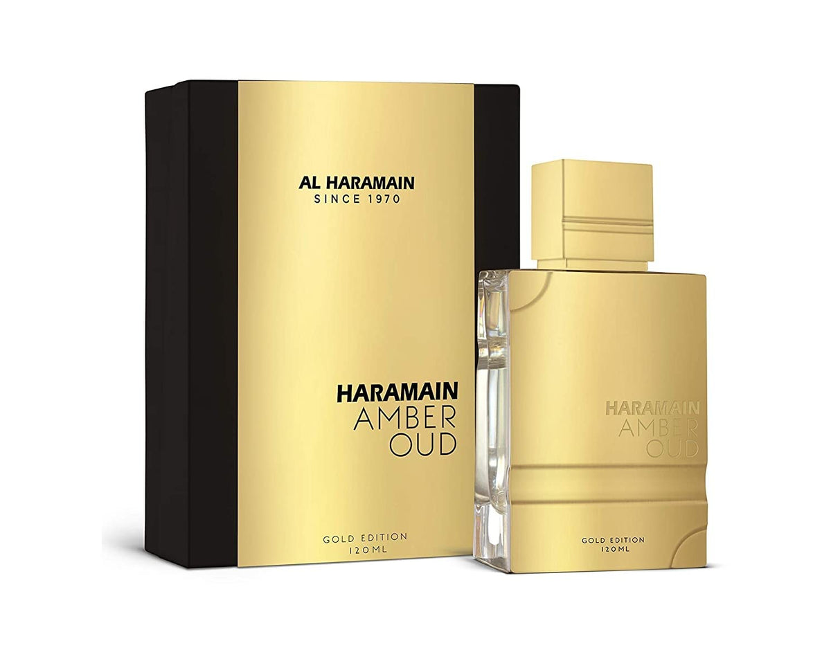 Al Haramain Amber Oud Gold Edition bottle pour, ideal for gifting and daily wear.