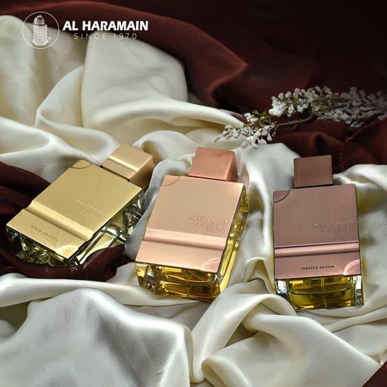 Al Haramain Amber Oud Gold Edition branding close-up communicates luxury branding.