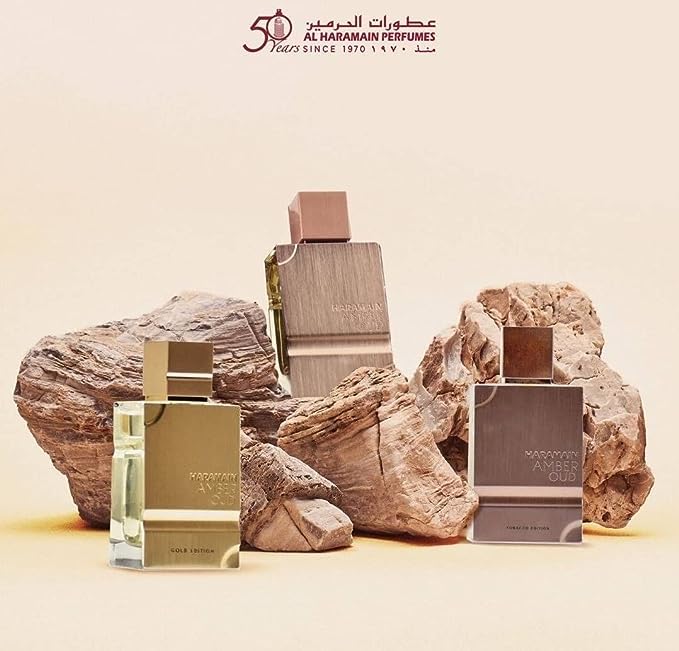 Vanity display featuring Amber Oud Ultra Violet with soft lighting