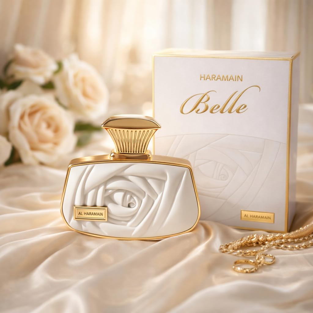 Al Haramain Belle base notes of musk and sandalwood for warmth