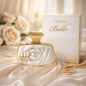 Al Haramain Belle base notes of musk and sandalwood for warmth