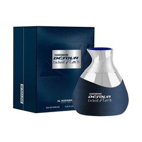 Al Haramain Detour Noir Exclusif bottle with sleek silhouette and lasting scent potential.
