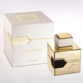 Al Haramain L'Aventure Femme EDP bottle side profile, sleek and premium for refined evenings.