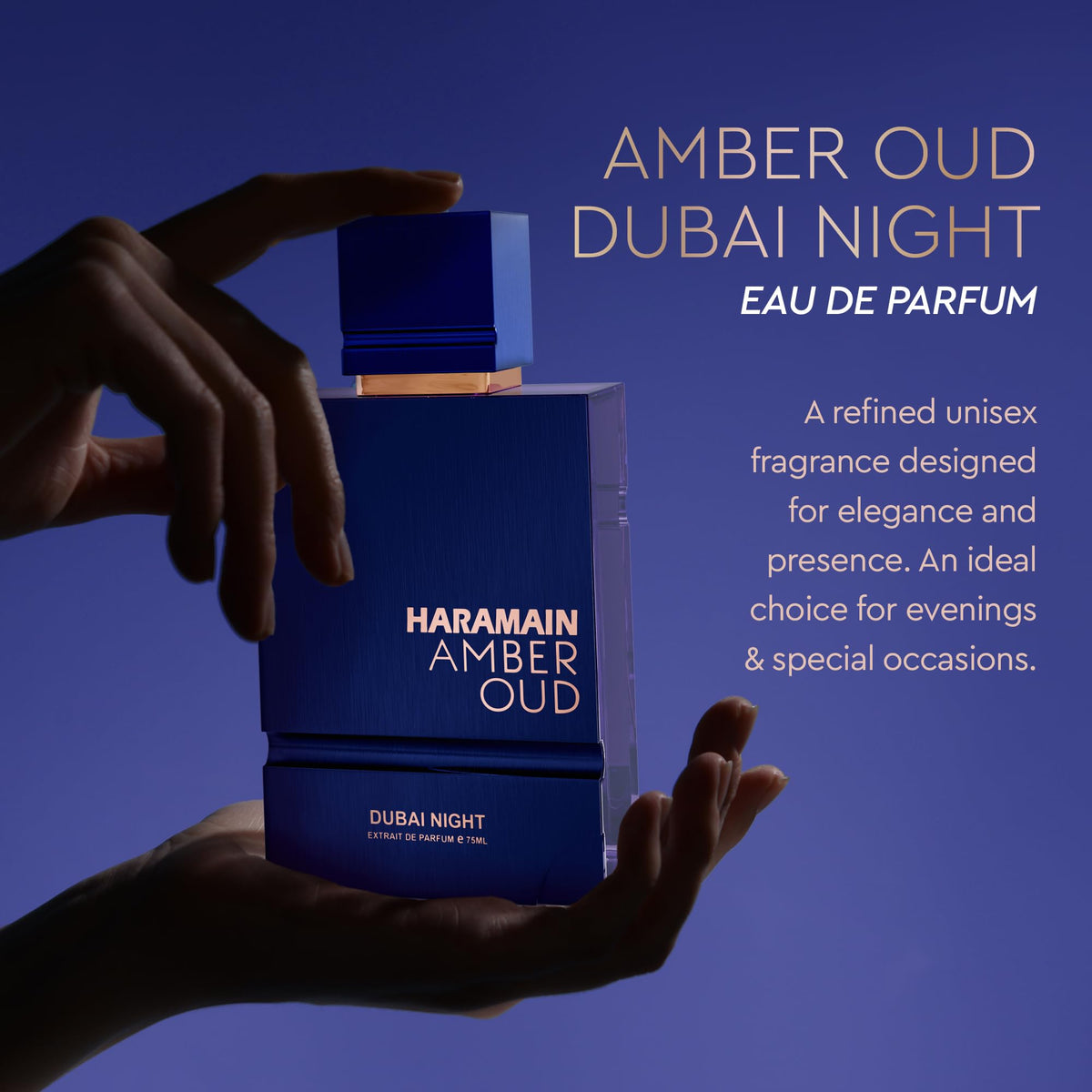 Al Haramain Amber Oud packaging box, great for gifting.