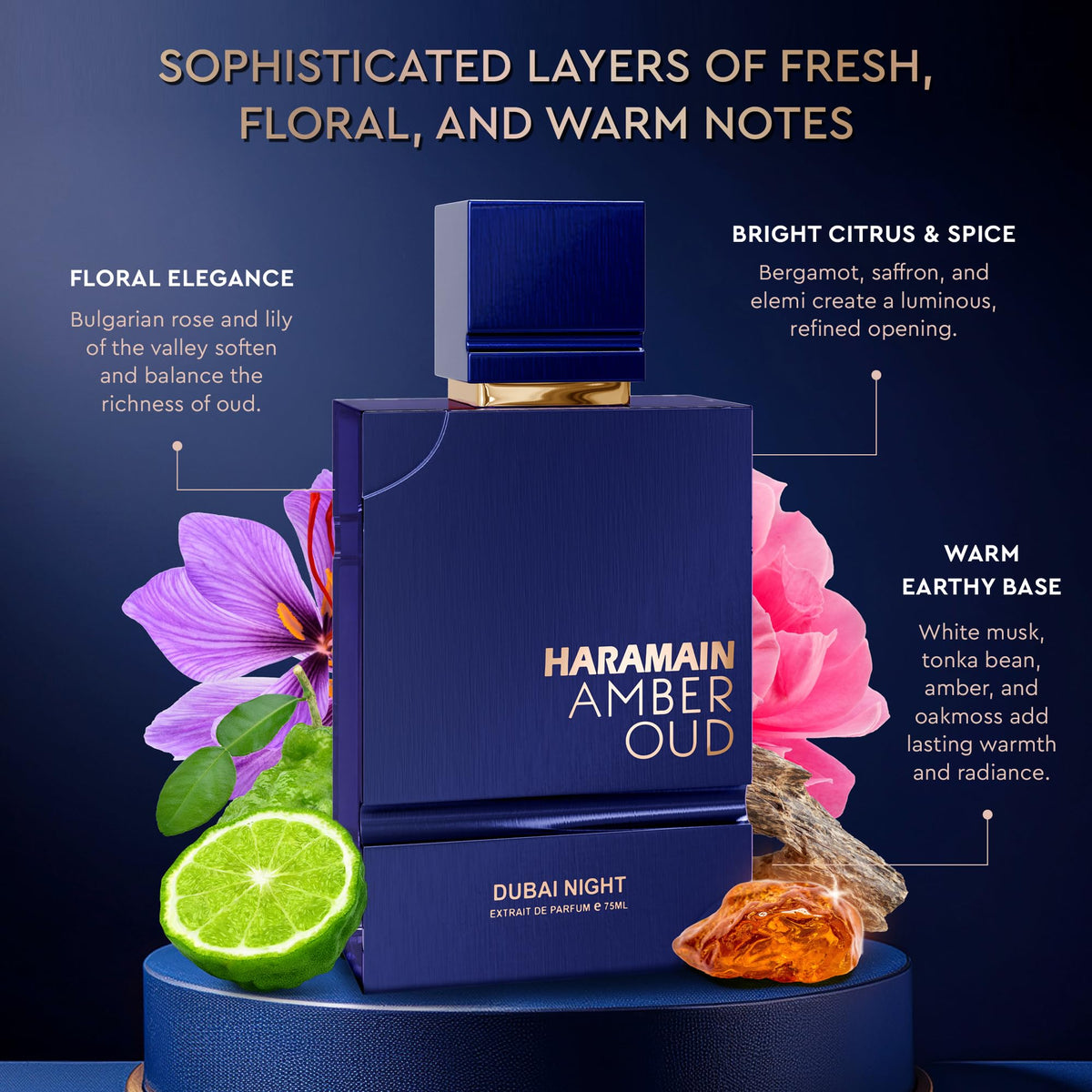 Al Haramain Amber Oud spray nozzle in use, silky mist.