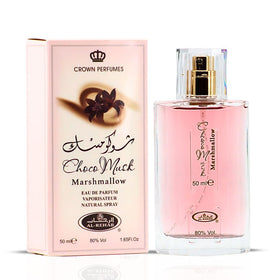 Al-Rehab Choco Musk Pistachio bottle, creamy gourmand notes for daily wear.