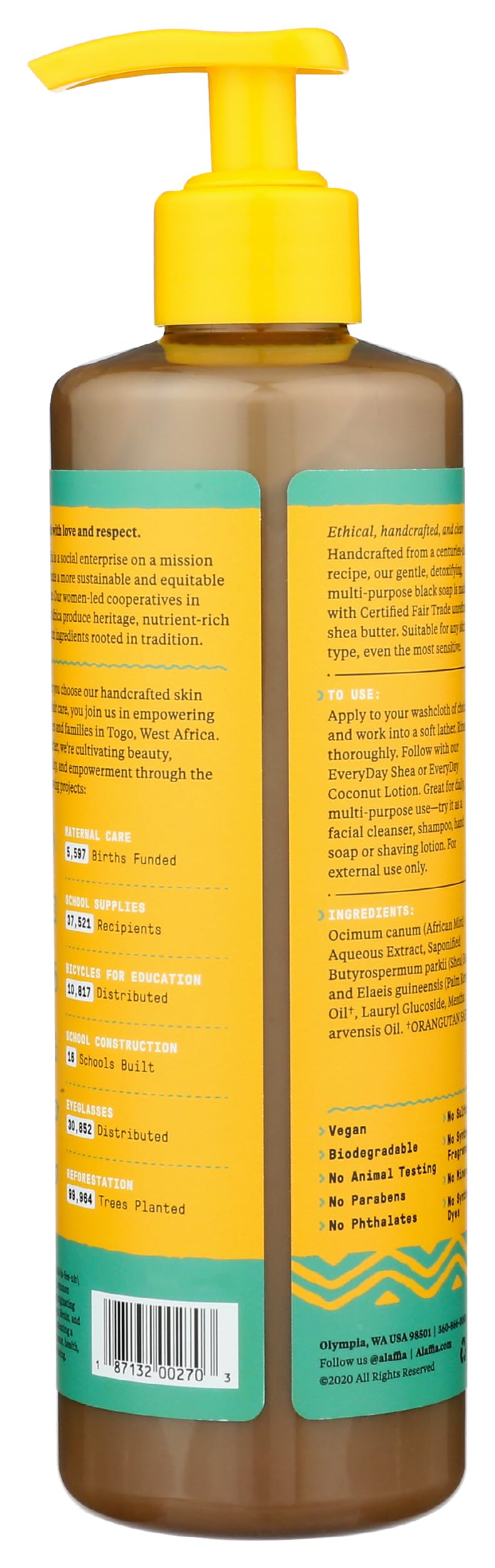 Alaffia African Black Soap Peppermint lather shows rich foam ideal for daily body wash.