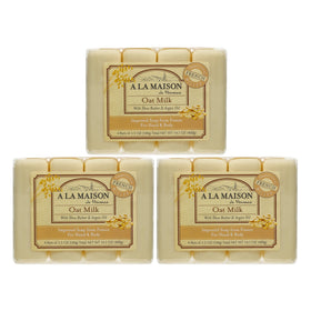A LA MAISON oat milk bar soap pack collection showcases triple milled care.