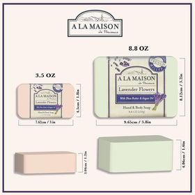 A La Maison triple-milled soap delivers silky lather and smooth skin.