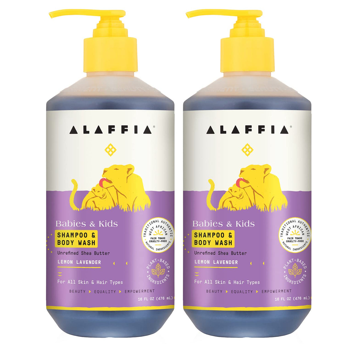 Alaffia Babies and Kids Lemon Lavender shampoo bottle for gentle cleansing