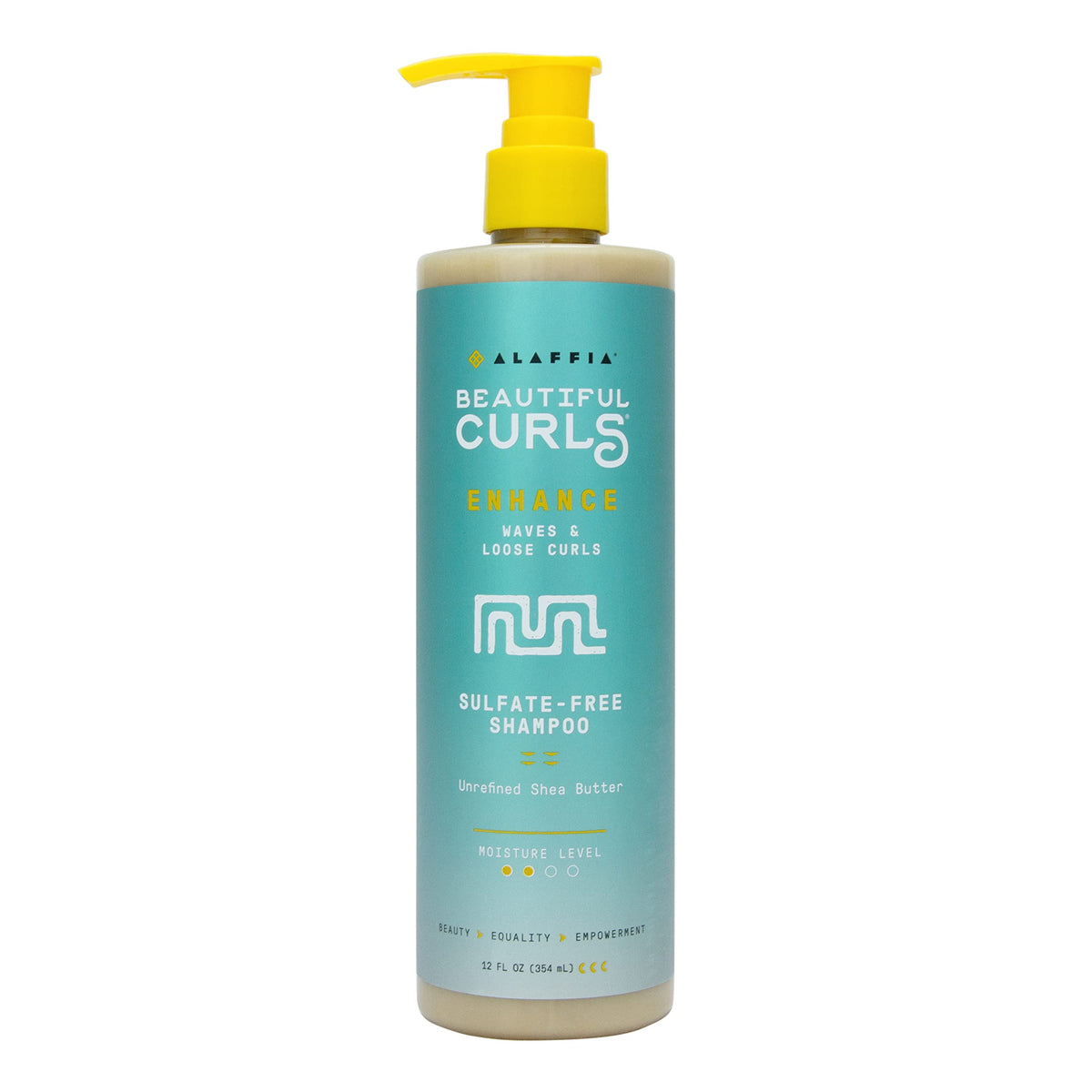 Alaffia Beautiful Curls shampoo bottle, sulfate-free for gentle cleansing and moisture