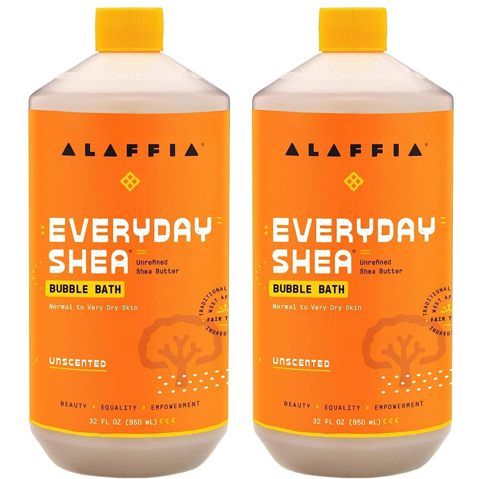 Alaffia Bubble Bath unscented bubbles showing long-lasting moisture and gentle cleansing.