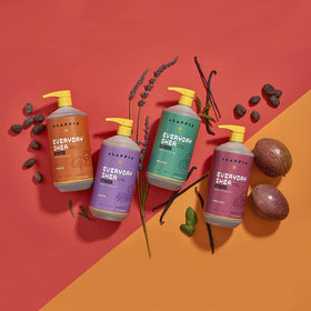 Alaffia everyday bundle on shelf demonstrating sulfate-free, pH-balanced care.