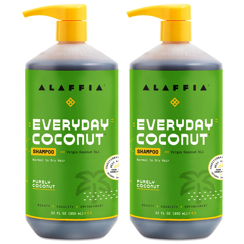 Alaffia EveryDay Coconut Shampoo 2-pack front view for daily cleansing.