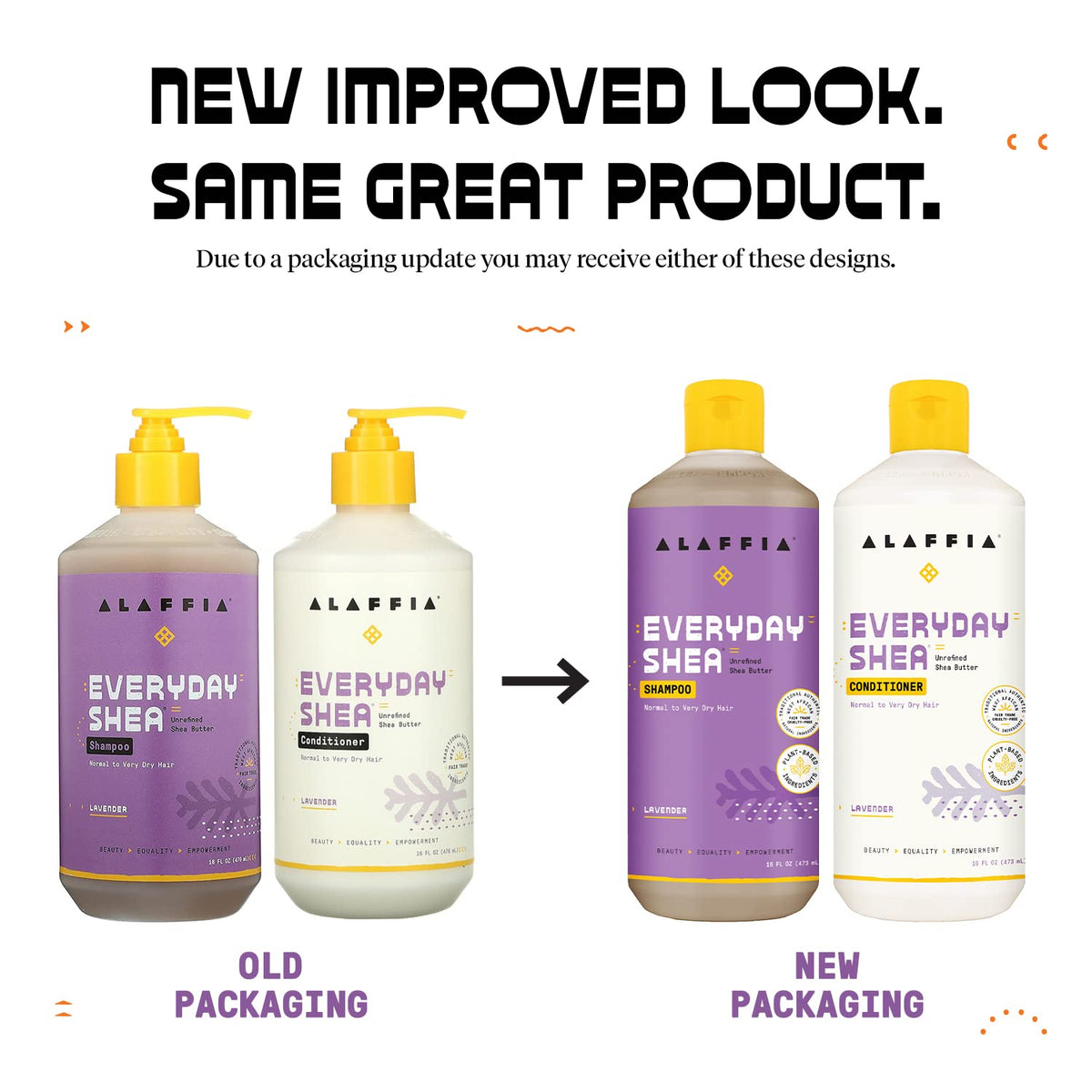 Alaffia EveryDay lavender conditioner tube highlighting moisture and frizz control.