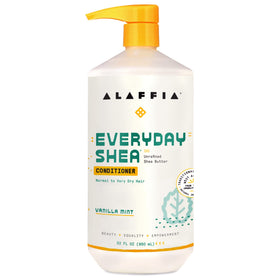 Alaffia EveryDay Shea Conditioner bottle with vanilla mint scent for nourished, hydrated hair