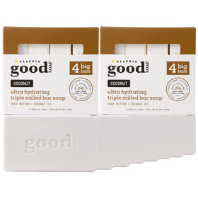 Alaffia Good Soap Coconut bar closeup showing rich lather and texture