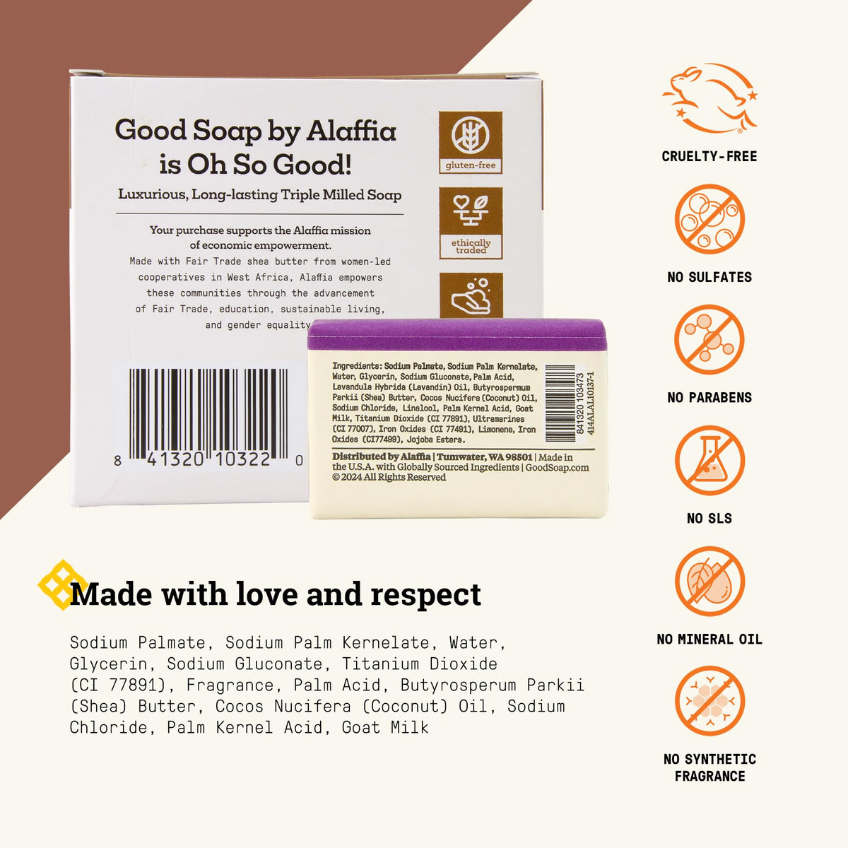 Close-up of Alaffia Good Soap Coconut bars, highlighting triple-milled texture for long-lasting use.