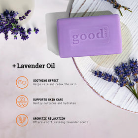 Alaffia Good Soap Lavender bar with shea butter texture