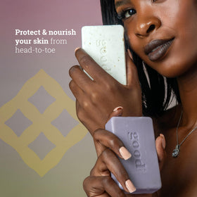 Alaffia packaging highlights ethical sourcing and women empowerment messaging.