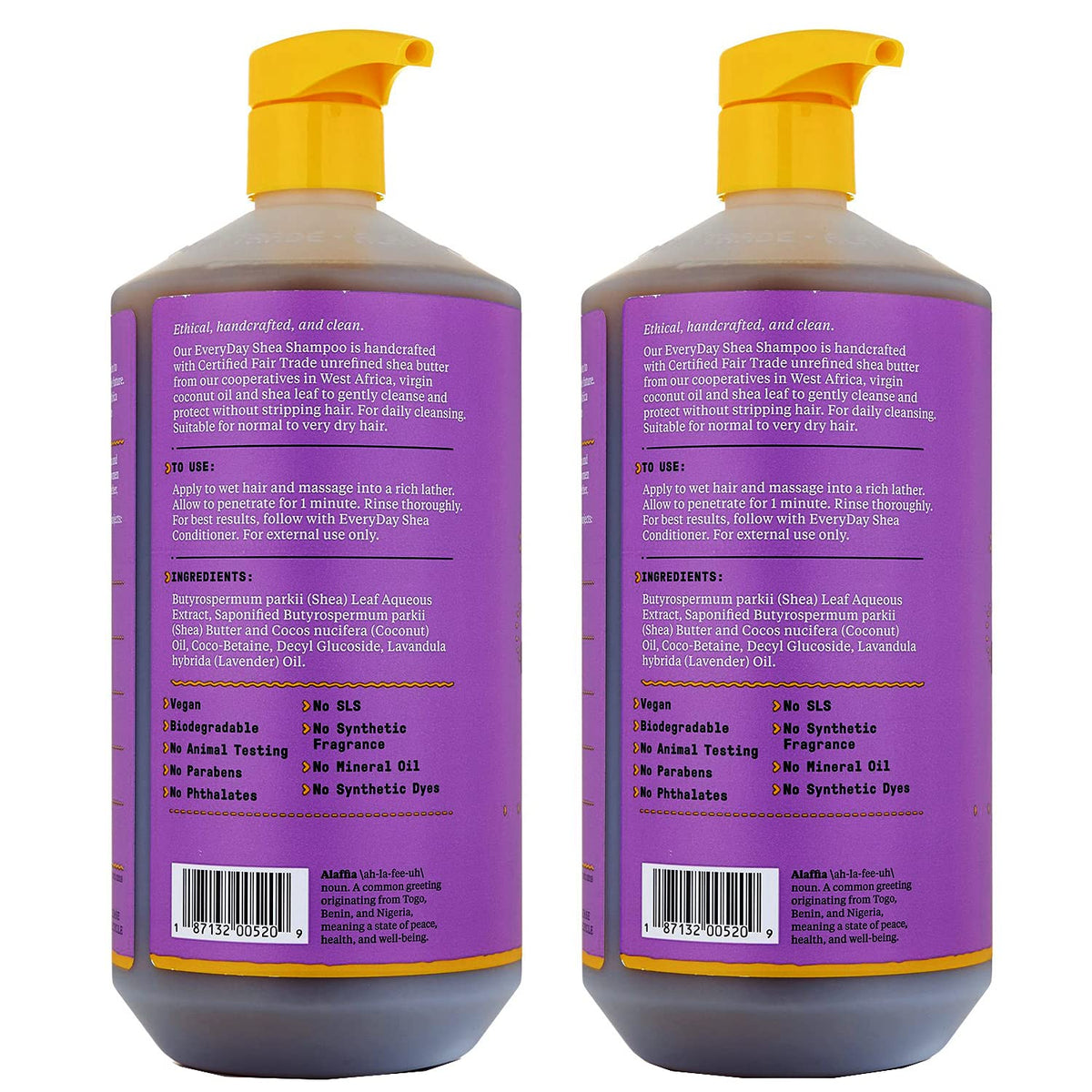 Close-up of Alaffia Lavender shampoo pour showing smooth, moisturizing lather.