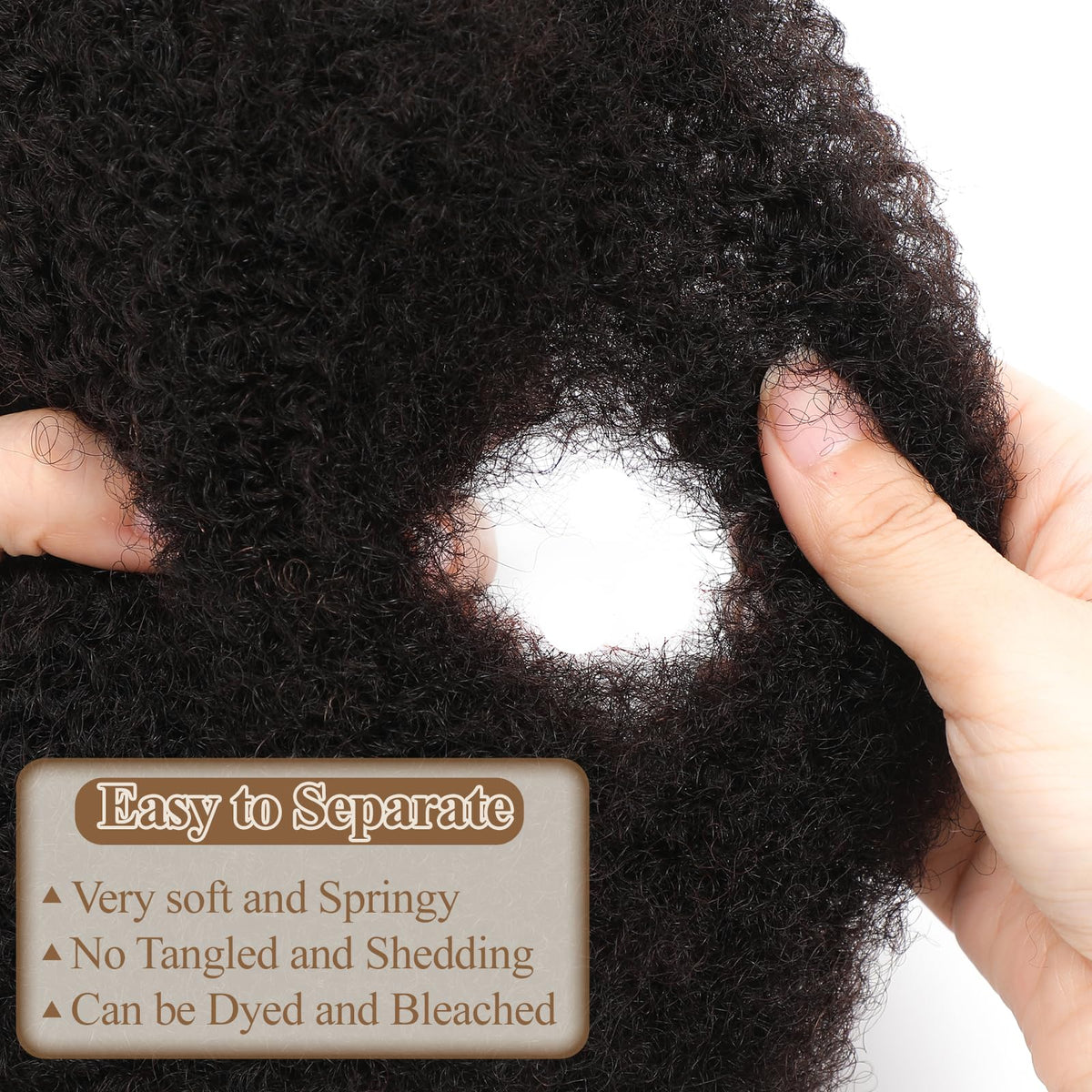 Closeup of dense Afro kinky curl texture in Alaleibaby Bulk hair