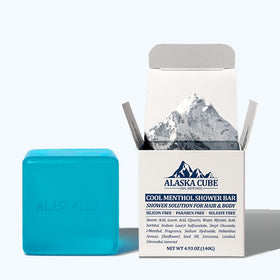 Alaskacube cool menthol shower bar delivers refreshing cooling sensation during shower