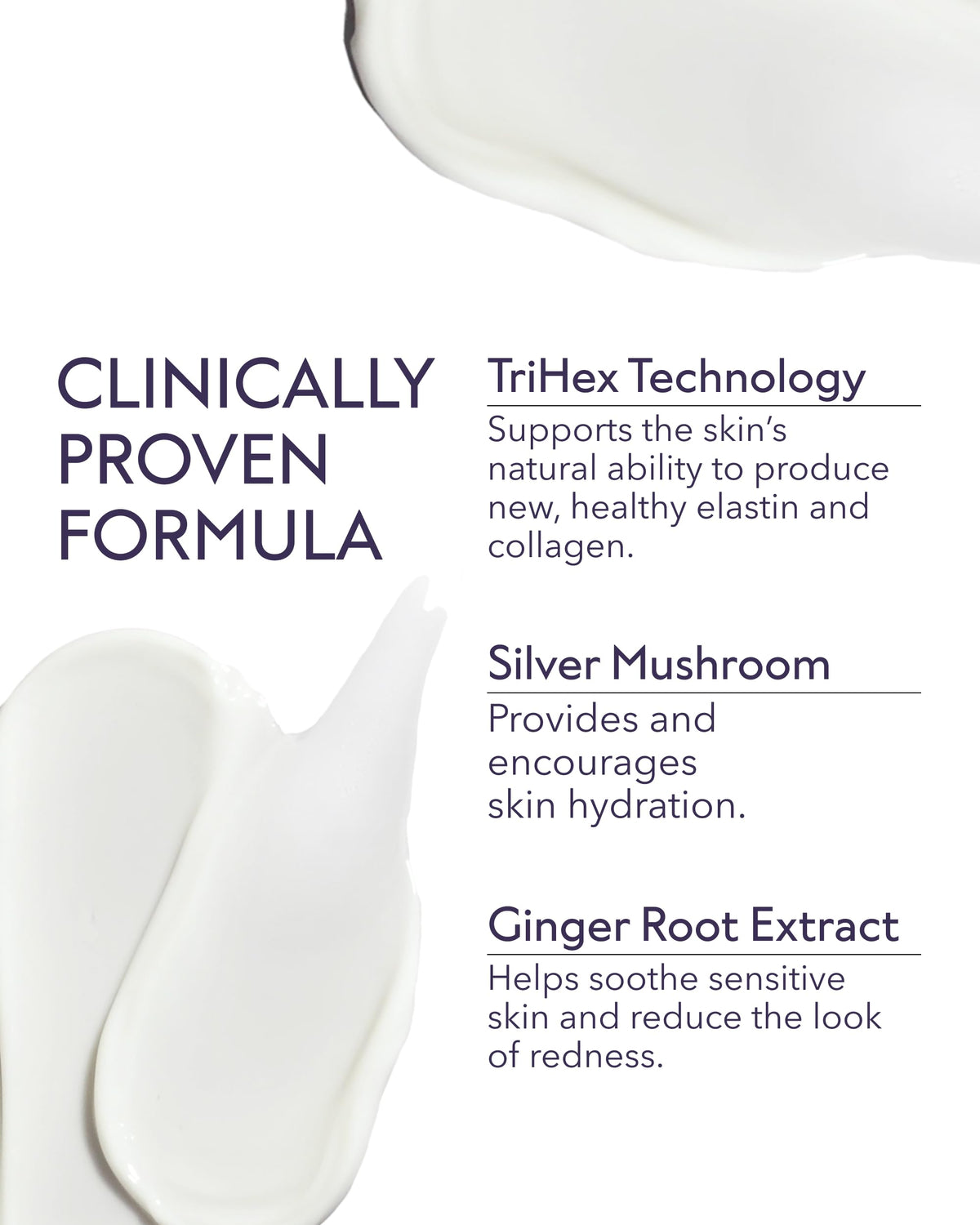Product applied to the face promoting smoother, more even texture.