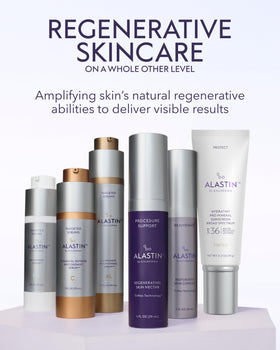 Morning routine scene featuring ALASTIN Ultra Light Daily Moisturizer.
