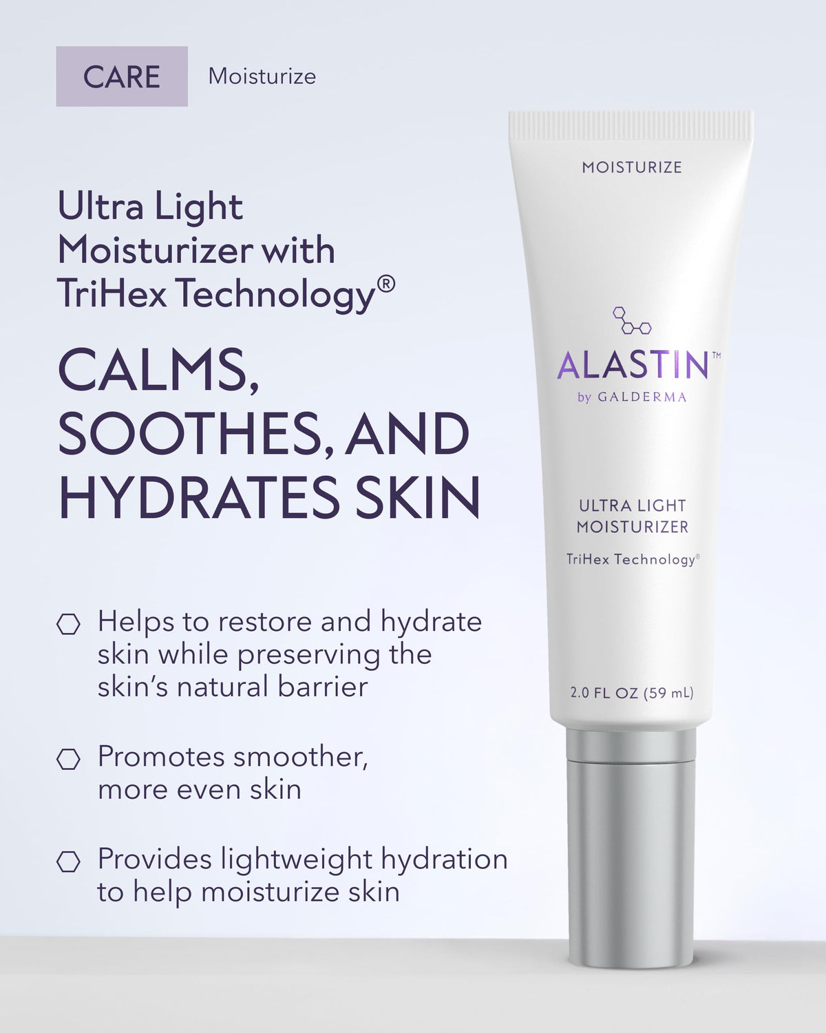 ALASTIN Ultra Light Moisturizer texture gliding onto skin for quick hydration.