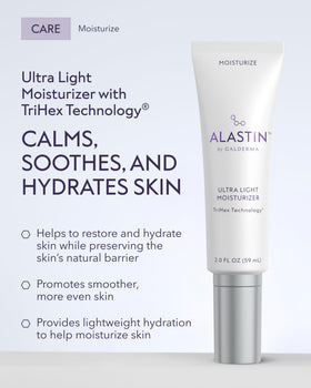 ALASTIN Ultra Light Moisturizer texture gliding onto skin for quick hydration.