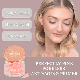 Alayne Curtiss Bridal Beauty primer swatch under lights for skin blur effects.