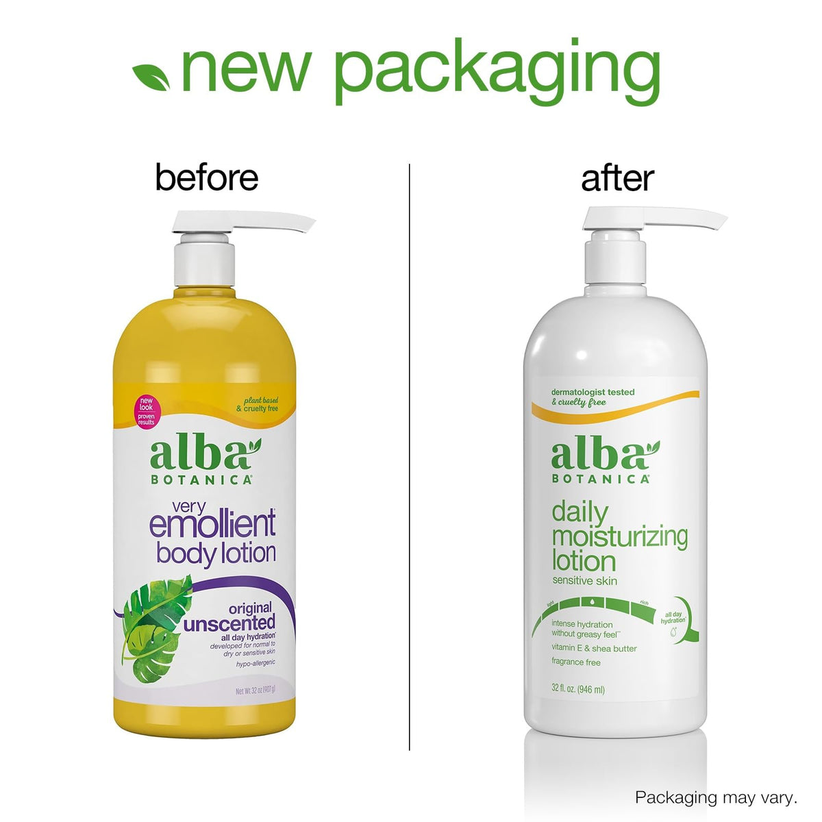 Alba Botanica Body Lotion Orig Unscented 32oz pump application ready for post-shower moisture
