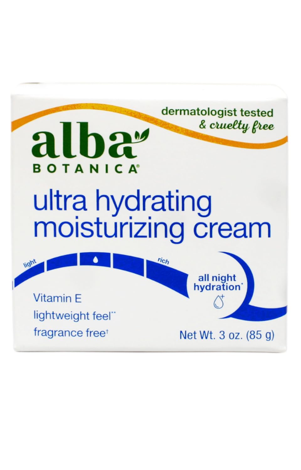 Alba Botanica Cream Moisture made in USA stamp on jar.
