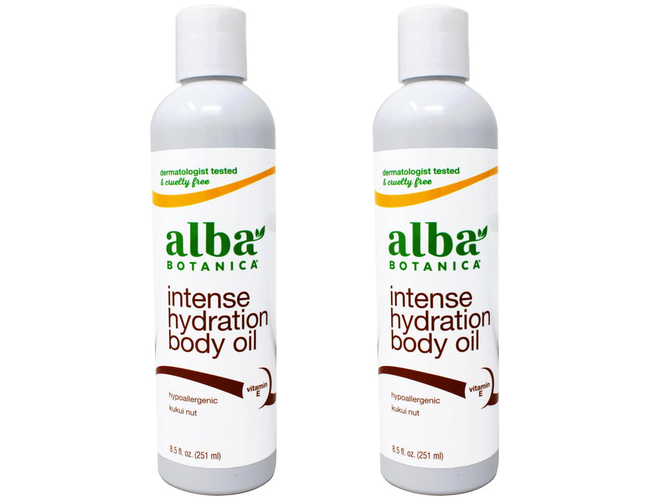 Alba Botanica Kukui Nut Body Oil bottle close-up for rich hydration