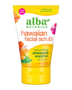 Alba Botanica Hawaiian Pineapple Enzyme Scrub tube promotes smooth, radiant skin.